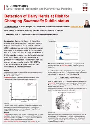 Detection of Dairy Herds at Risk for Changing Salmonella Dublin status