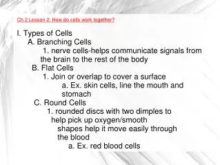 Ch 2 Lesson 2: How do cells work together?