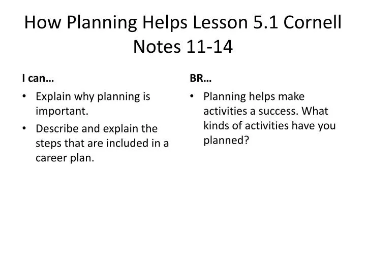 how planning helps lesson 5 1 cornell notes 11 14