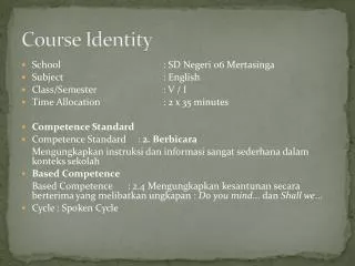Course Identity