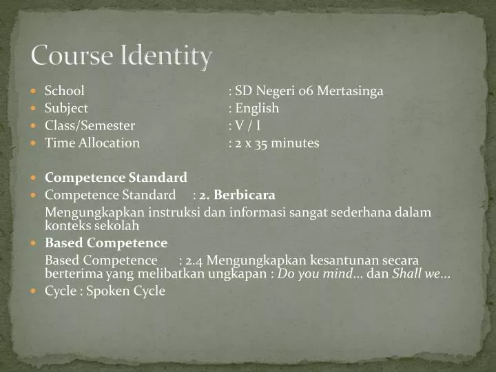 course identity