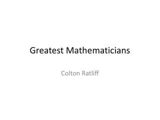 Greatest Mathematicians