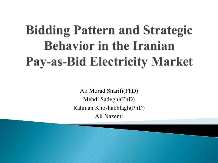 bidding pattern and strategic behavior in the iranian pay as bid electricity market