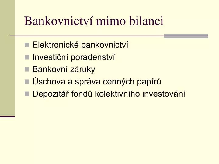 bankovnictv mimo bilanci