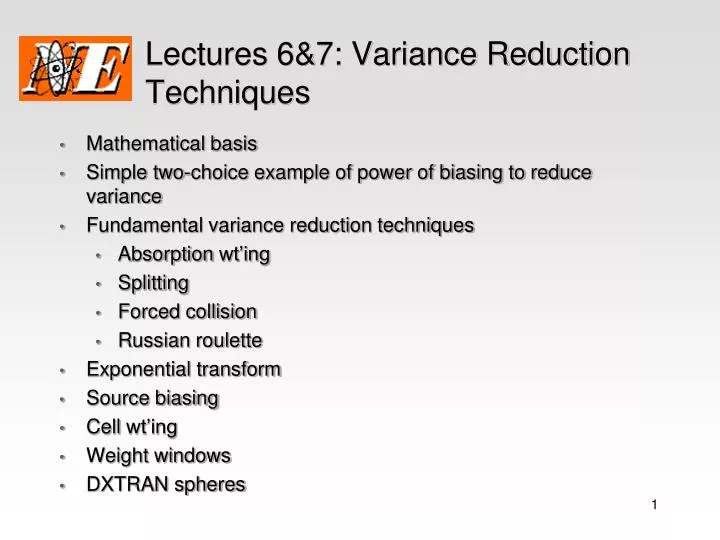 lectures 6 7 variance reduction techniques