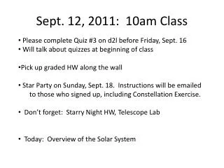 Sept. 12, 2011: 10am Class