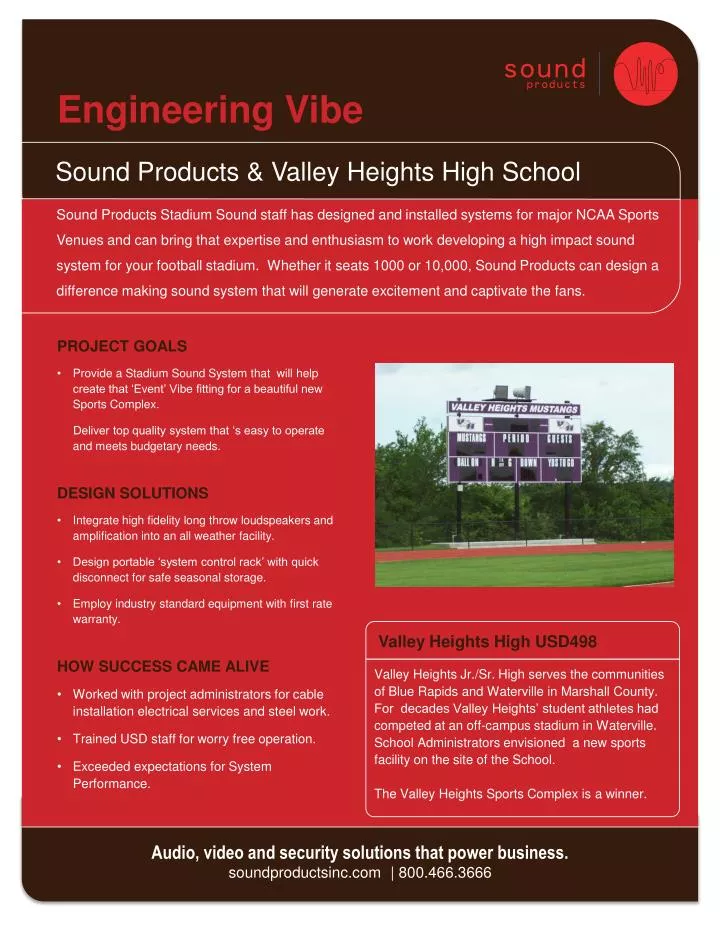 sound products valley heights high school