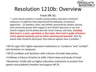 Resolution 1210b: Overview
