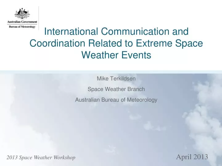 international communication and coordination related to extreme space weather events