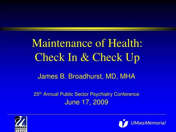 maintenance of health check in check up