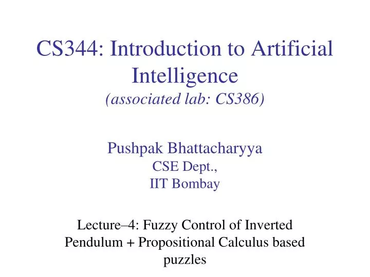 cs344 introduction to artificial intelligence associated lab cs386