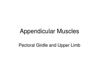 Appendicular Muscles