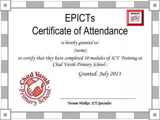 EPICTs Certificate of Attendance