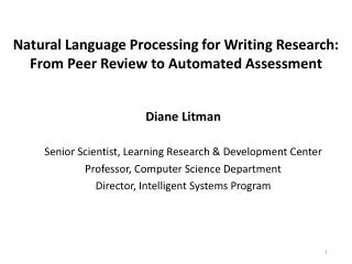 Natural Language Processing for Writing Research: From Peer Review to Automated Assessment
