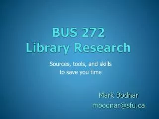 BUS 272 Library Research