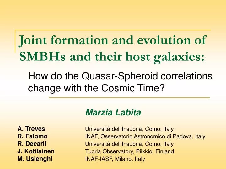 joint formation and evolution of smbhs and their host galaxies