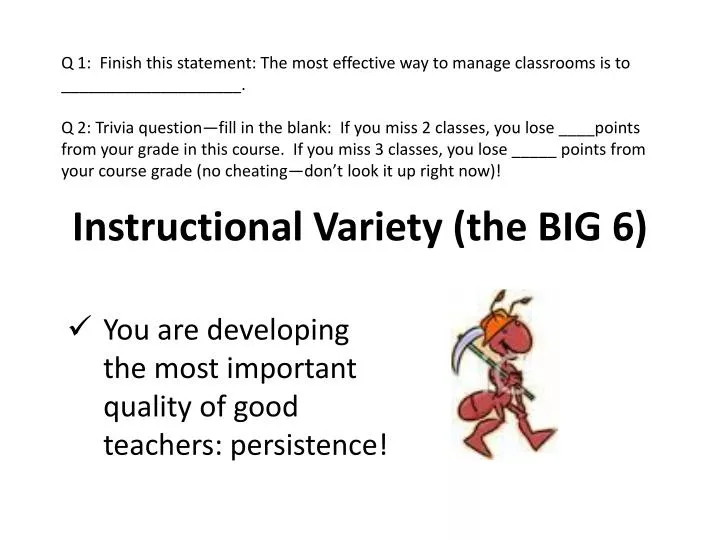 instructional variety the big 6