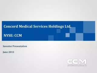 Concord Medical Services Holdings Ltd. NYSE: CCM