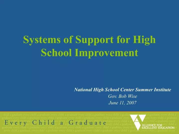 systems of support for high school improvement