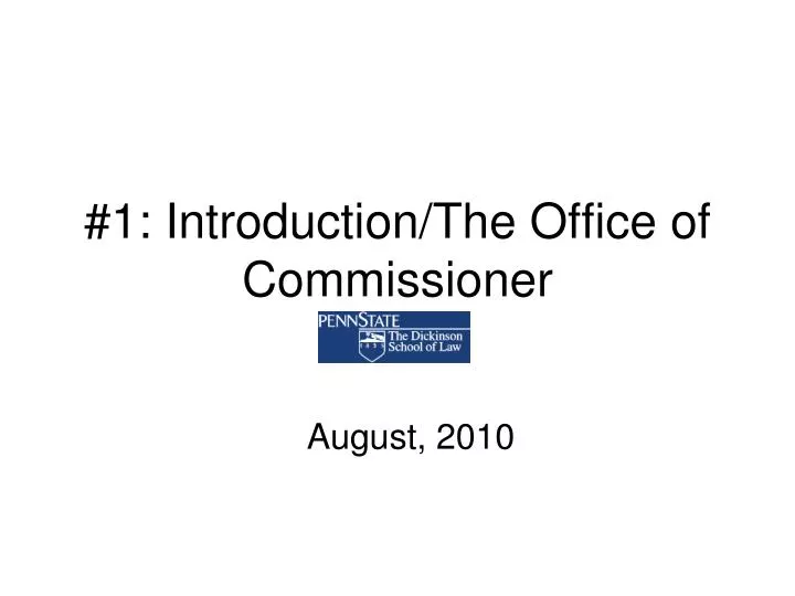 1 introduction the office of commissioner