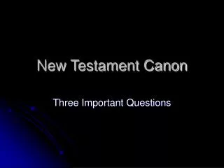 New Testament Canon