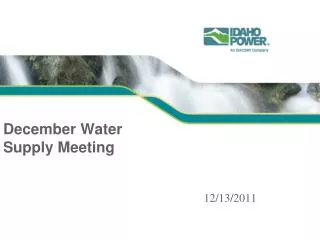 December Water Supply Meeting