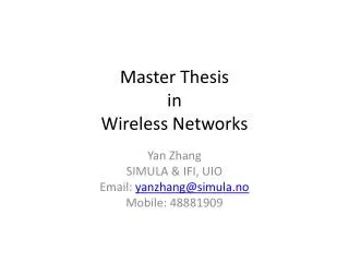 Master Thesis in Wireless Networks