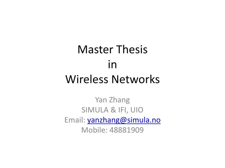 master thesis in wireless networks
