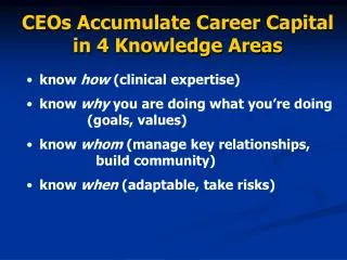 CEOs Accumulate Career Capital in 4 Knowledge Areas