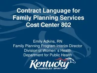 Contract Language for Family Planning Services Cost Center 802