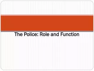 The Police: Role and Function