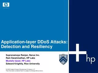 Application-layer DDoS Attacks: Detection and Resiliency
