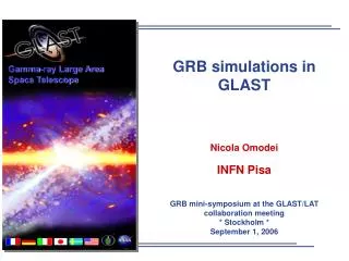 GRB simulations in GLAST