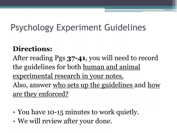 psychology experiment guidelines