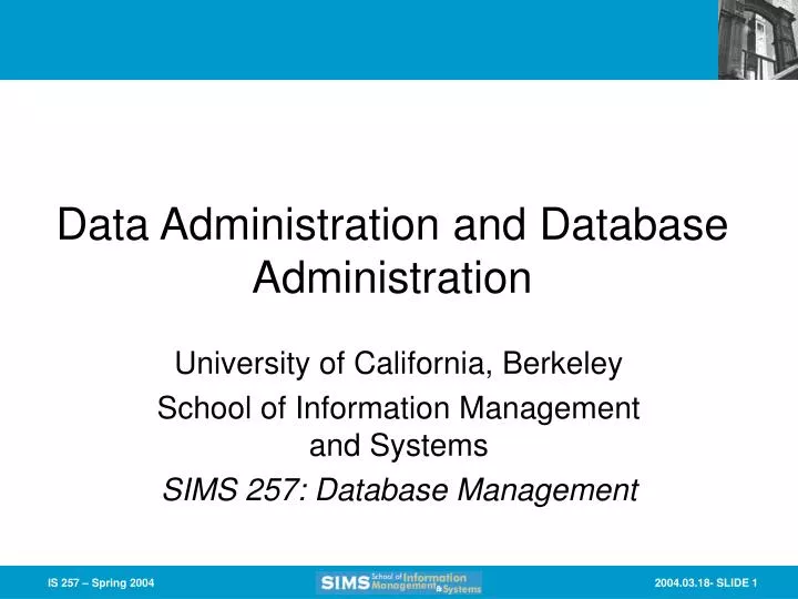 data administration and database administration