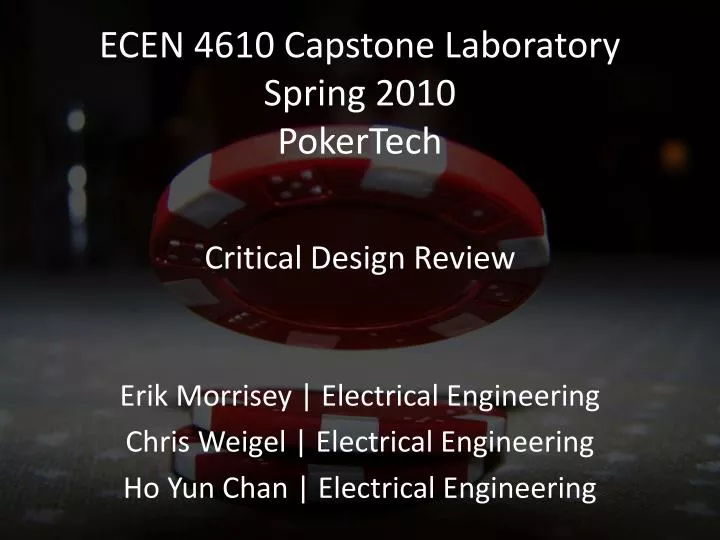 ecen 4610 capstone laboratory spring 2010 pokertech