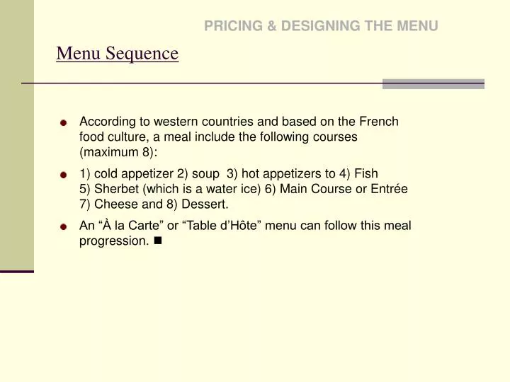 menu sequence