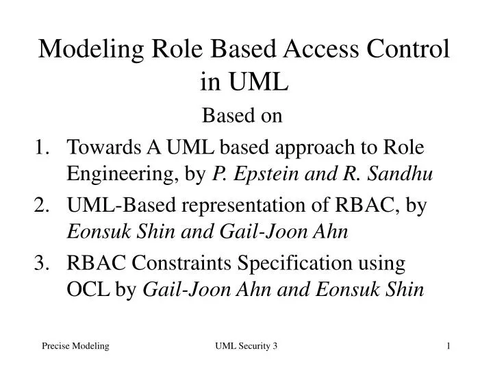 modeling role based access control in uml