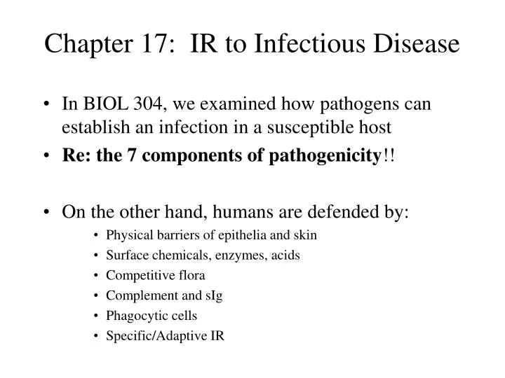 chapter 17 ir to infectious disease