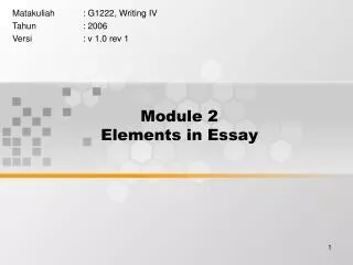 Module 2 Elements in Essay