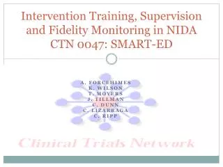 Intervention Training, Supervision and Fidelity Monitoring in NIDA CTN 0047: SMART-ED