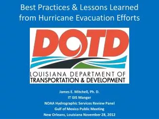 Best Practices &amp; Lessons Learned from Hurricane Evacuation Efforts