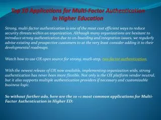 top 10 applications for multi factor authentication in higher education