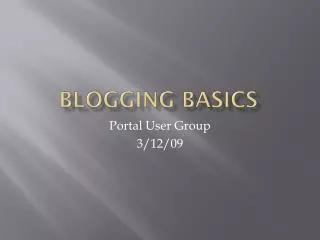 Blogging basics