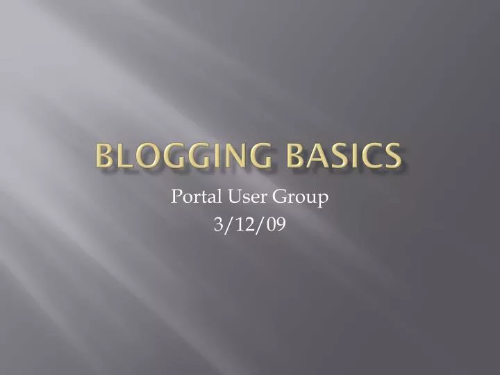 blogging basics