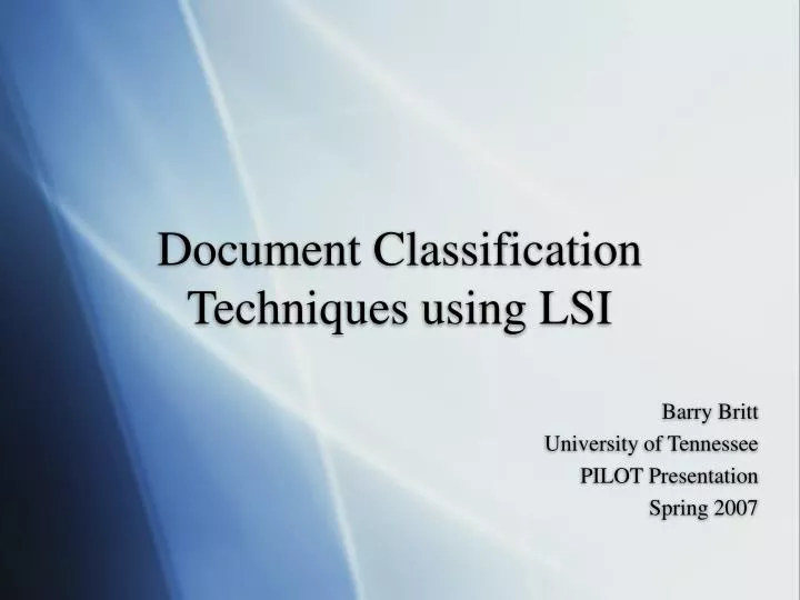 document classification techniques using lsi
