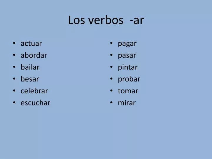 los verbos ar