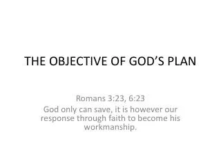 the objective of god s plan