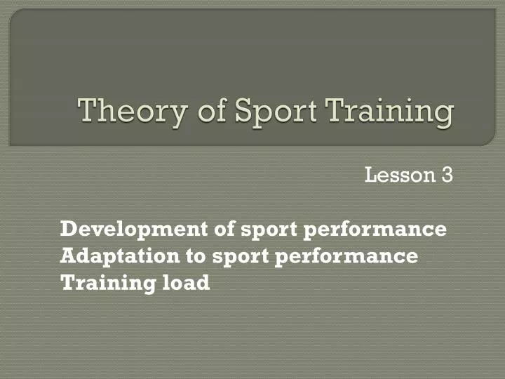 theory of sport training