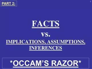 FACTS vs. IMPLICATIONS, ASSUMPTIONS, INFERENCES